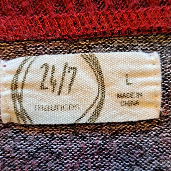 Maurices Red and Black Plaid V Neck Sweater Top Size Large - Picture 5 of 6